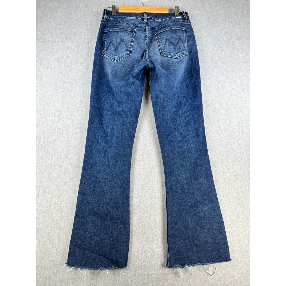 MOTHER Runaway Step Fray Jeans Women 32 Blue Flare Raw Hem Denim Boho - Picture 10 of 14